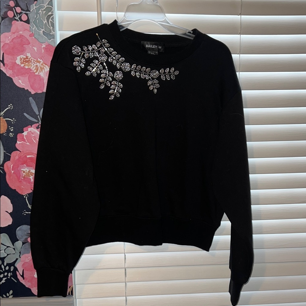 Bailey 44 Black Top with Metallic Embellishments